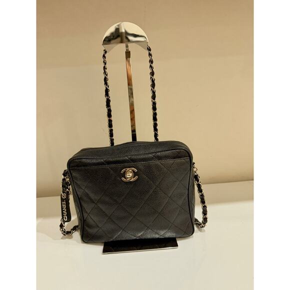 CHANEL Handbags - Chanel Caviar Black Leather Silver Hardware Small Shoulder Camera Bag
